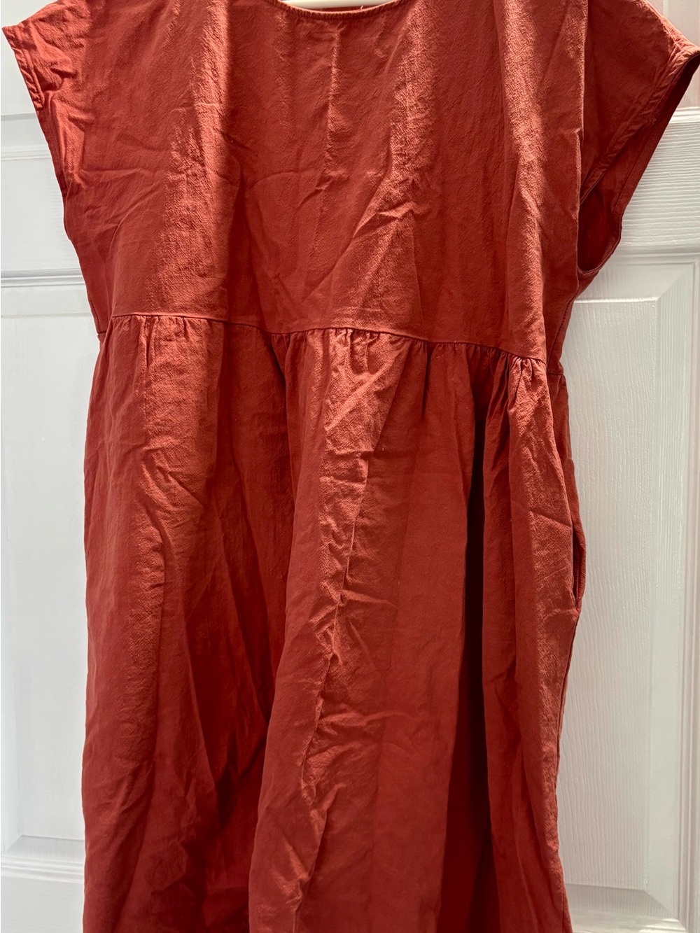 Rust Red Women's Gathered Waist Dress